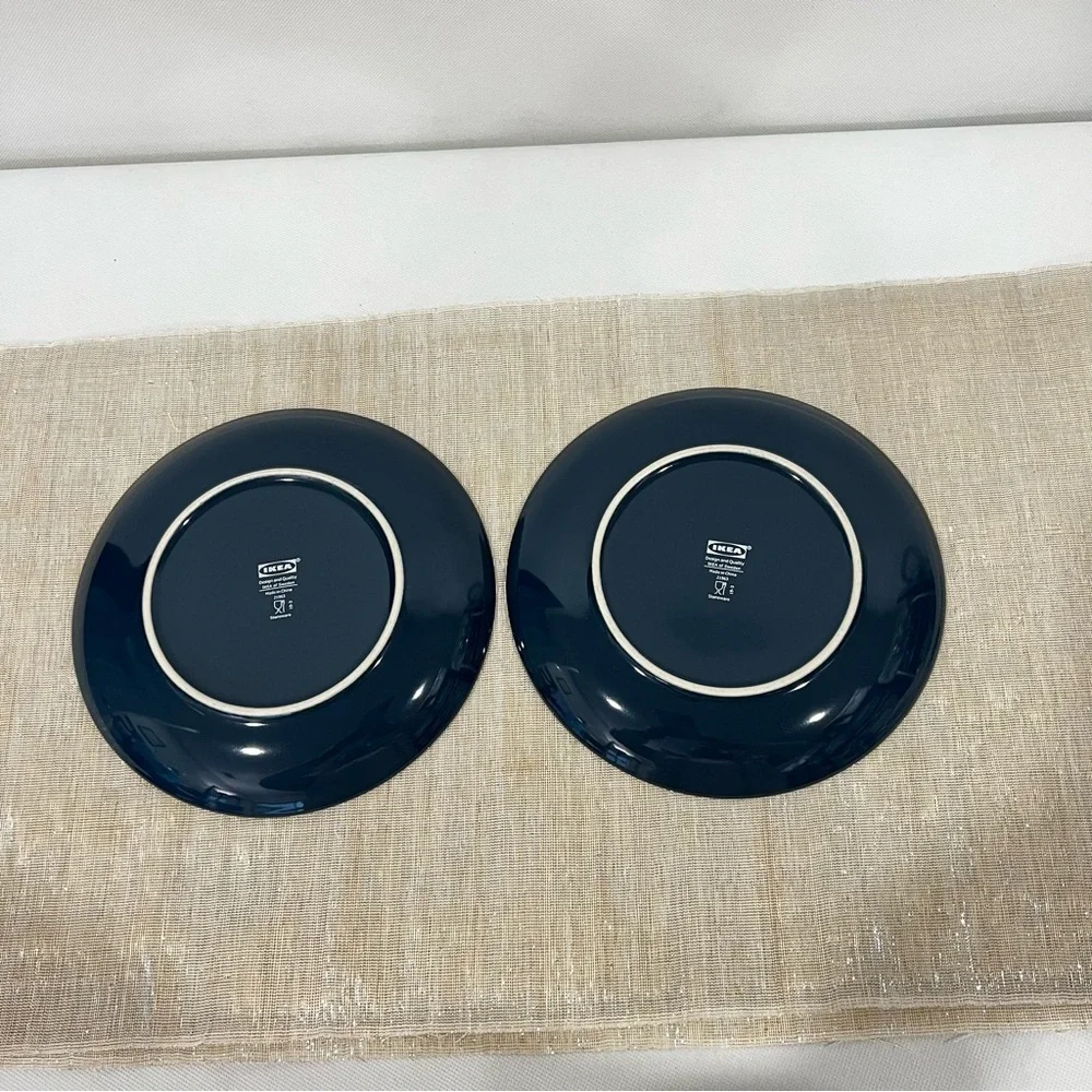 IKEA Salad Plates Lot of Two Elegant Cobalt Blue Glazed Size 8